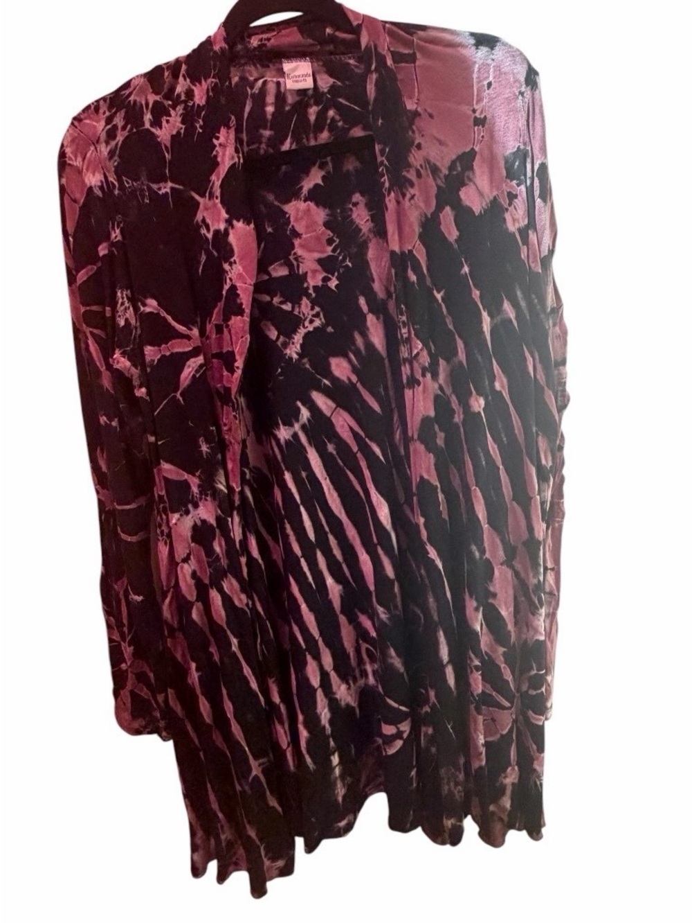 Kathmandu Imports Black & Dusty RoseTie-Dye Knit Sleeve Cardigan